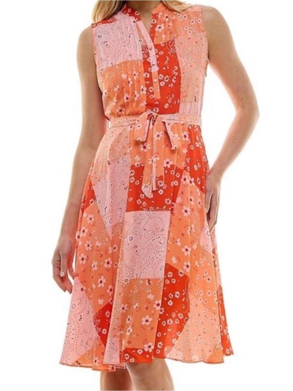 NWT Nanette Lepore Pink Orange Paisley Bandana Print Sleeveless Dress Size 10